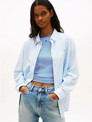 Tommy Hilfiger Kadın Relaxed Fit Linen Gömlek
