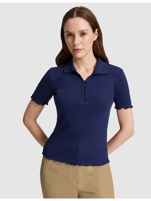Pierre Cardin Kadın Lacivert Slim Fit Polo Yaka Tişört 50325457-VR033