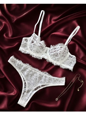 Veloura Colette Beyaz Bralet Takım