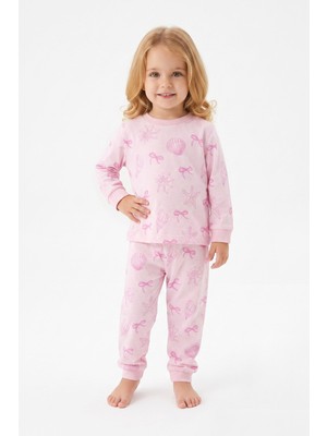 Modanino %100 Pamuk ve Baskılı Kız Çocuk Pijama Takımı 9-36 Ay 12741IS
