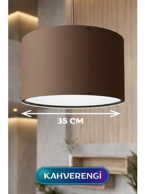 Skygo Ramia Premium | Kahverengi Kumaş Başlıklı Sarkıt Avize 35 cm | TG-HB-2026