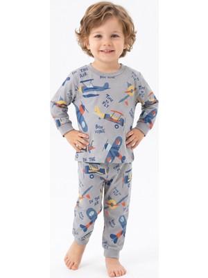 Modanino Erkek Çocuk %100 Pamuk Pijama Takımı 9-36AY 12737IS