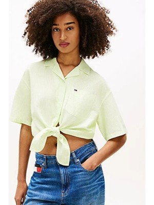 Tommy Hilfiger Kadın Tie Front Linen Gömlek