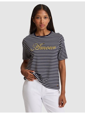 Pierre Cardin Kadın Lacivert Comfort Fit Tişört 50319855-VR033