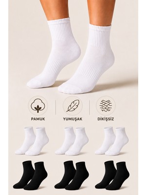Ducks Socks Kadın Pamuklu Dikişsiz Çorap 6'lı Yarım Konç Günlük Çorap