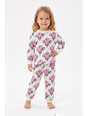 Modanino %100 Pamuk ve Baskılı Kız Çocuk Pijama Takımı 9-36 Ay 12741IS