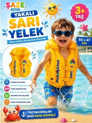 Empressco Renkli Çocuk Deniz Yeleği, Ayarlanabilir, Şişme, Havuz ve Deniz Kullanımı
