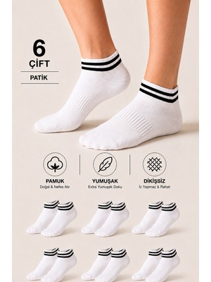 Ducks Socks Kadın Pamuklu Dikişsiz Kolej Çorap 6'lı Patik Günlük Çorap