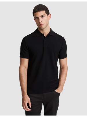 Pierre Cardin Erkek Siyah Regular Fit Düğmeli Polo Yaka Tişört 50327875-VR046