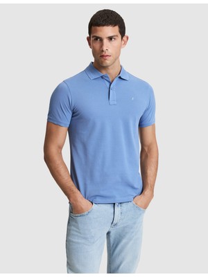 Pierre Cardin Erkek Mavi Slim Fit %100 Pamuk Düğmeli Polo Yaka Basic Tişört 50321128-VR036