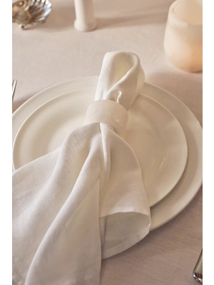 The White Company Saf Keten 4'lü Peçete Seti