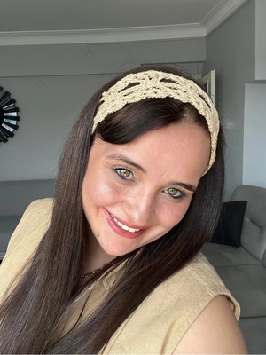 Guvdin Kadın Örgü Saç Bandı El Yapımı Dantel Bandana Saç Aksesuarı