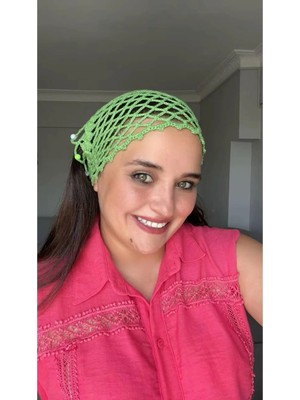 Guvdin El Örgüsü Yeşil Saç Filesi - Bohem Stil Bandana