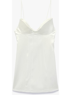 Koton Askılı Kalp Yaka Kolsuz Saten Mini Bridal Elbise