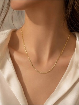Guvdin 14K Altın Kaplama Minimalist Zincir Kolye 45 cm