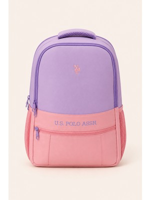U.s. Polo Assn. Kız Çocuk Okul Sırt Çantası Ortopedik Hafif Çok Bölmeli Matara Cepli Lila Pudra