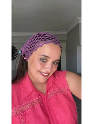 Guvdin El Örgüsü Mor Saç Filesi - Bohem Stil Bandana