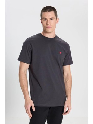 Wrangler Small Logo Bisiklet Yaka T-Shirt Faded Black