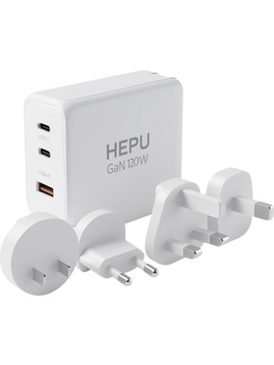 HEPU HP306 240W GaN Seyahat Adaptörü – 4 Farklı Ülke Uyumlu Başlık
