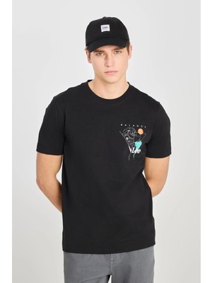 Lee Regular Fit Grafik Baskılı T-Shirt Siyah