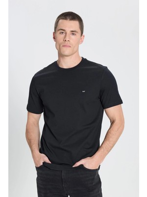 Wrangler Small Logo Bisiklet Yaka T-Shirt Siyah