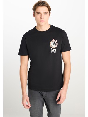 Lee Regular Fit Grafik Baskılı T-Shirt Siyah