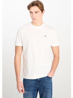 Lee Bisiklet Yaka T-Shirt White