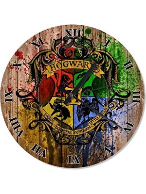 Elarque Duvar Saati Harry Potter Hogwarts Baskılı Ç, Fantastik ve Eğlenceli Tasarım