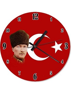 Elarque Duvar Saati Atatürk ve Bayrak, Güncel ve Şık Tasarım