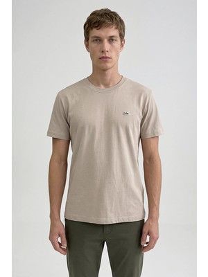 Lee Bisiklet Yaka T-Shirt Beige