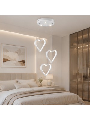 TT901-3Y-BY Tt Aydınlatma Kalp Modeli Spotlu 3 Lü Yuvarlak Mat Beyaz LED Avize