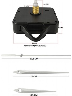 Elarque Duvar Saati 14MM Askılı Sessiz Mekanizması, Güvenilir ve Kolay Kullanım