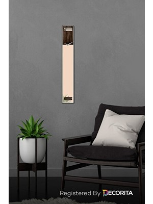 Elarque Duvar Saati Fütüristik Cam ve Ahşap Fonlu , 10X70 cm