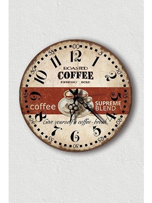 Elarque Duvar Saati Modern Mutfak Dekorasyonu Için Uv Baskılı Coffee