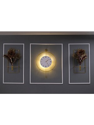 Elarque Duvar Saati Kablo Gerektirmeyen Gold Kristal 5'li Modern Seti