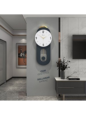 Elarque Duvar Saati Cam Yüzeyli Hareketli Sarkaçlı Dekoratif , Modern ve Hareketli T