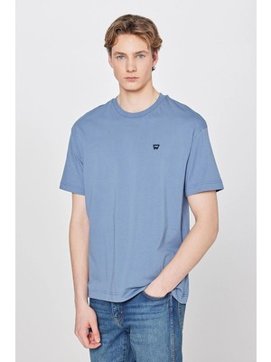 Wrangler Small Logo Bisiklet Yaka T-Shirt Dusty Blue