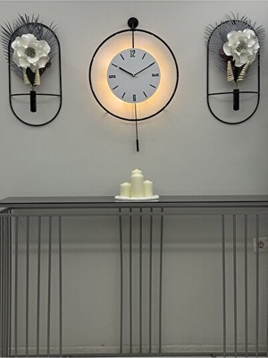 Elarque Duvar Saati Modern 3'lü Ledli Metal