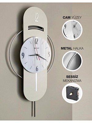 Elarque Duvar Saati Cam Yüzeyli Metal Halkalı Dekoratif - Şık ve Dayanıklı Tasarım