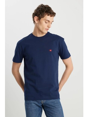 Wrangler Small Logo Bisiklet Yaka T-Shirt Navy