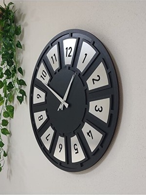 Elarque Duvar Saati Gümüş Renkli Mdf Yaldızlı Modern