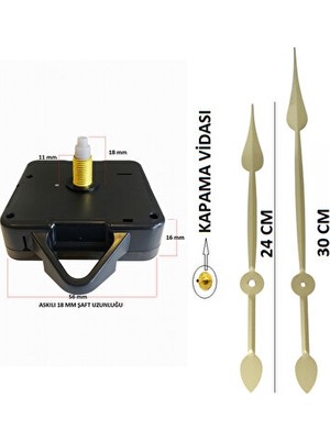 Elarque Duvar Saati Sessiz Quartz Mekanizmalı , 60-80 cm Uyumlu