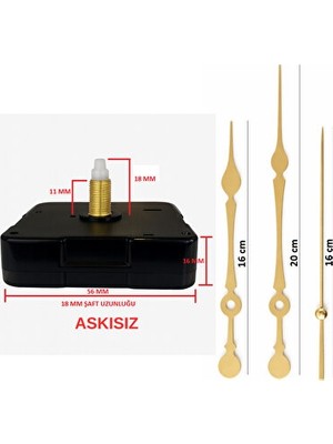 Elarque Duvar Saati Askısız Metal Mekanizmalı Şekilli