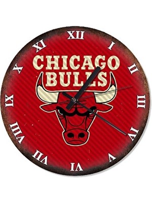 Elarque Duvar Saati 50 cm Çap Chicago Bulls Temalı Spor