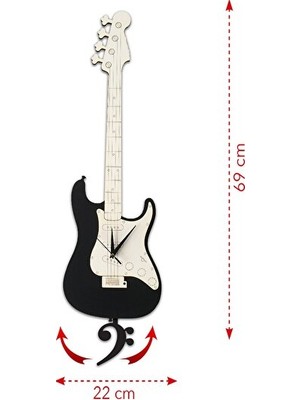 Elarque Duvar Saati Dekoratif Bas Gitar Sarkaçlı