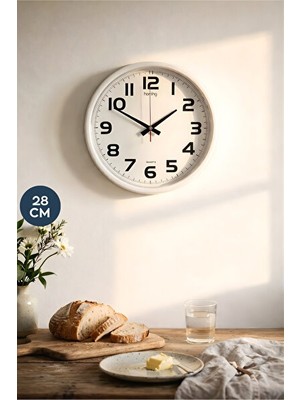 Elarque Duvar Saati Homing Beyaz Çerçeveli Modern , 28 cm