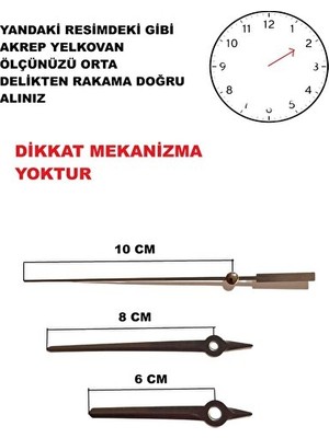Elarque Duvar Saati Metal Malzemeden Saat Mekanizması Akrep, Yelkovan ve Saniye Seti