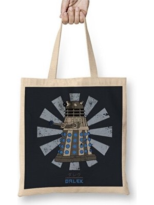 Elarque Omuz Çantası Retro Dalek Temalı Uzun Saplı Bez Çanta, Günlük Kullanım Için