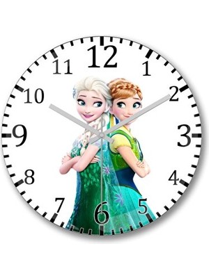 Elarque Duvar Saati Elsa Frozen Fever Temalı Bombeli Gerçek Cam