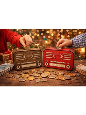 Elarque Kumbara Nostaljik Radyo Tasarımlı Çift , Dekoratif ve Fonksiyonel